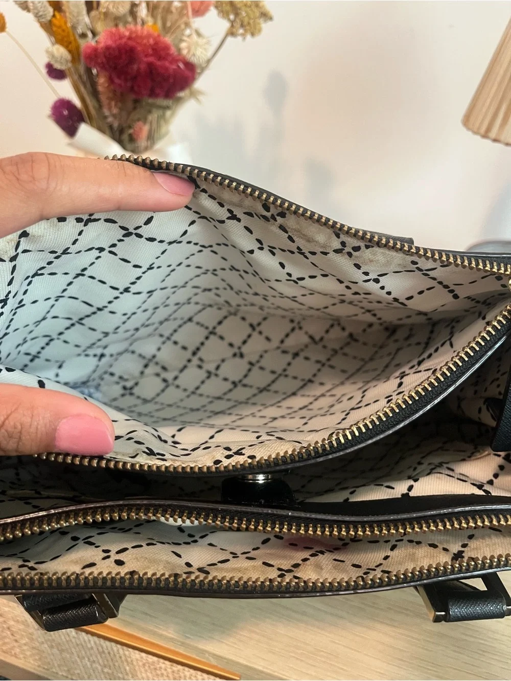 kate spade Black Structured Saffiano Satchel with Gold Hardware